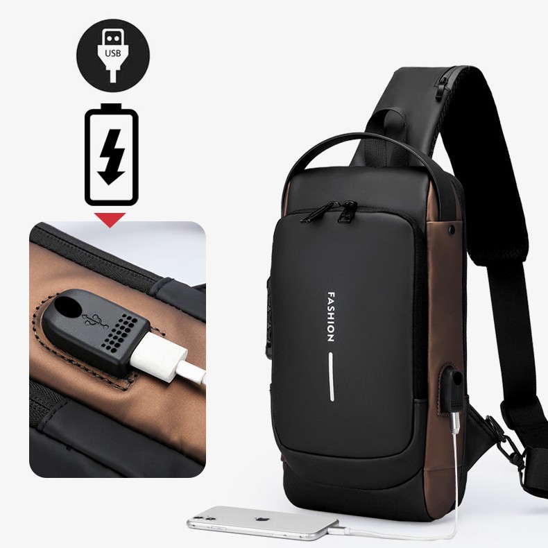 Motorcycle chest bag, USB charging, men's single-shoulder crossbody bag, casual multi-functional waist bag, anti-theft and waterproof backpack, export bag Application Scenario