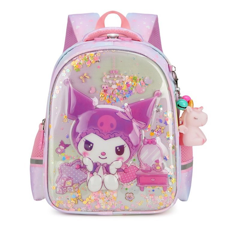Kulomi schoolbag Girls' kindergarten Middle and senior class waterproof back-protecting sequined backpack Girls' Mermaid Backpack trend full figure