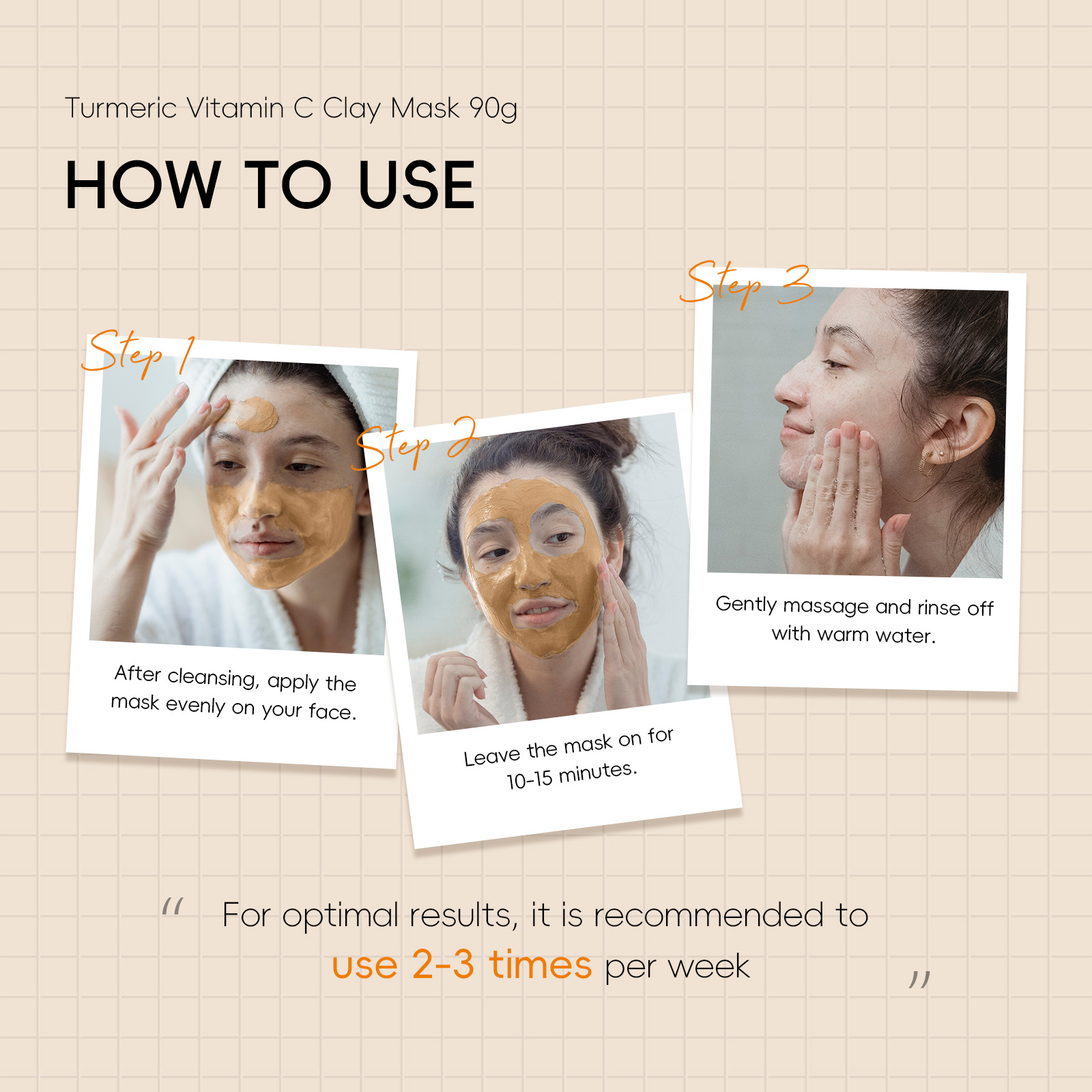 QUIYUM Turmeric Vitamin c Mud Mask 90g Cleanses pores, hydrates and moisturizes. First order, one-piece shipping, cross-border English Application Scenario