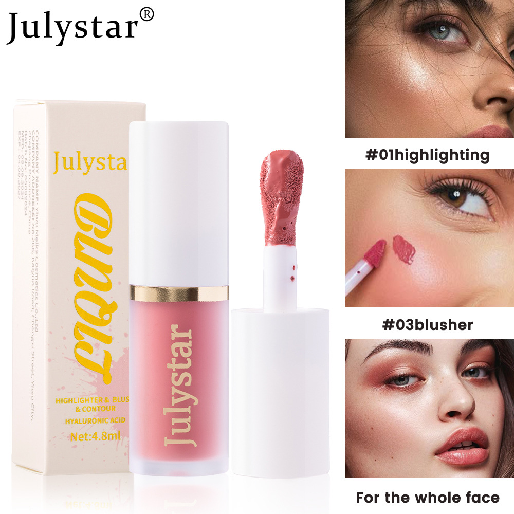 Julystar Facial Brightening High-Gloss Contouring Liquid, Lip Pearl Single Portable Moisturizing Blush Blush Wholesale full figure