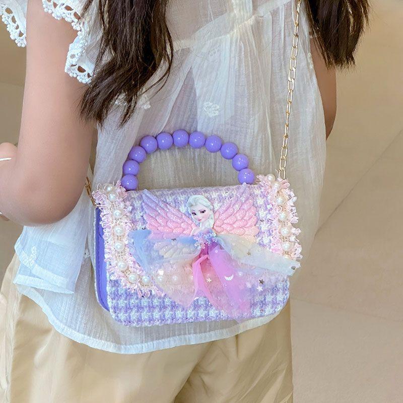 New Princess Elsa bag for girls, little girl crossbody bag, fashionable and cute single-shoulder bag, baby decoration bag, cartoon Item Picture