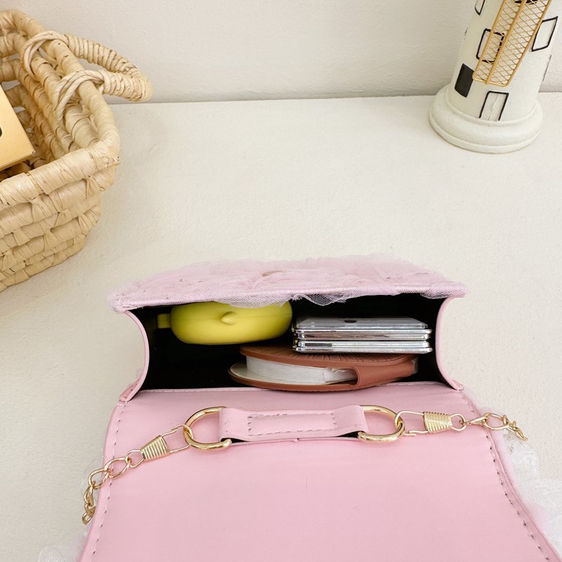Children's bags are fashionable and stylish. Pearl bow handbag, little girl princess crossbody bag, chain single-shoulder bag, trendy Specification drawing