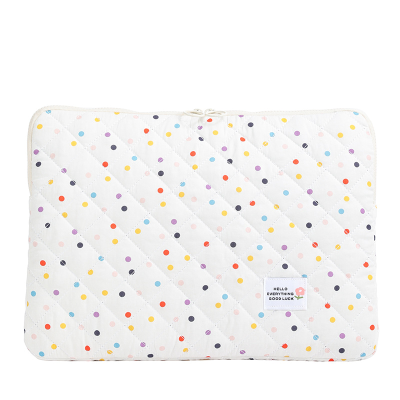 Korean version color polka dot ins laptop bag, women's portable storage bag, 14-inch and 15-16-inch tablet inner bag Item Picture