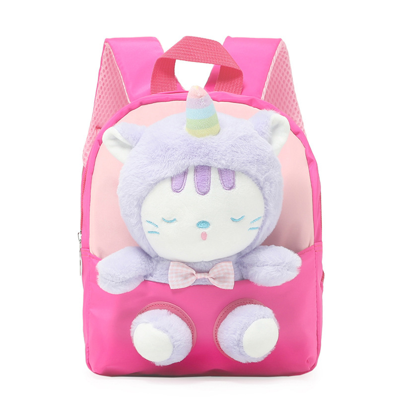The 2022 new children's schoolbag is cartoonish and cute, transforming into a plush cat backpack for girls and kindergartens Item Picture