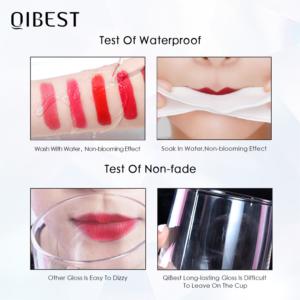 qibest 34-color matte non-stick cup Non-fading Lip Gloss Matte liquid Lipstick Makeup Application Scenario