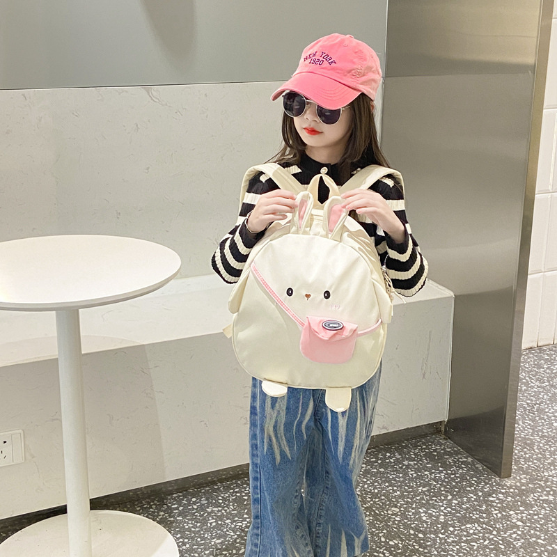 New color-blocking kindergarten schoolbag, simple little rabbit children's backpack, trendy Japanese-style lightweight baby backpack details Picture