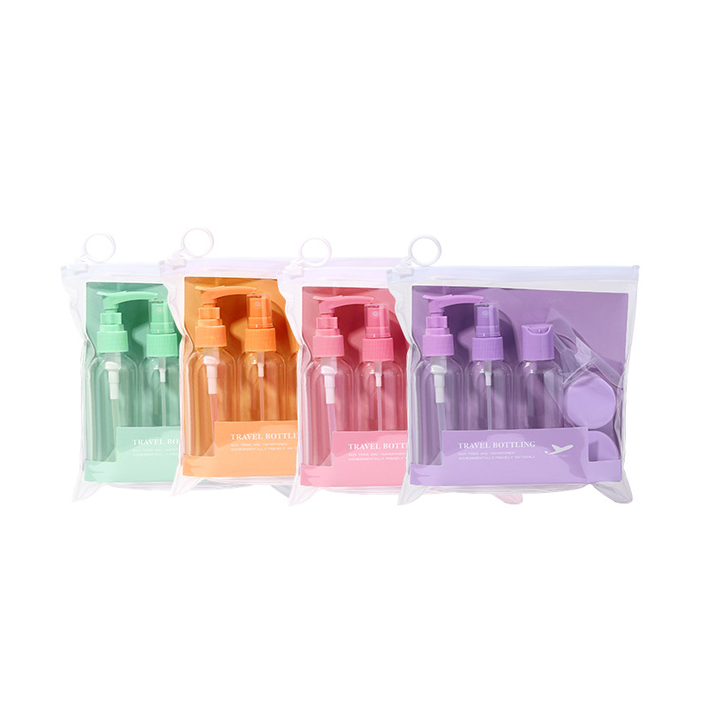 LMLTOP 80ml Travel Packaging Set 7-piece Set, Spray Bottle, Pressure Bottle, Milk Pressure Bottle, Empty Bottle Set SY761 Item Picture