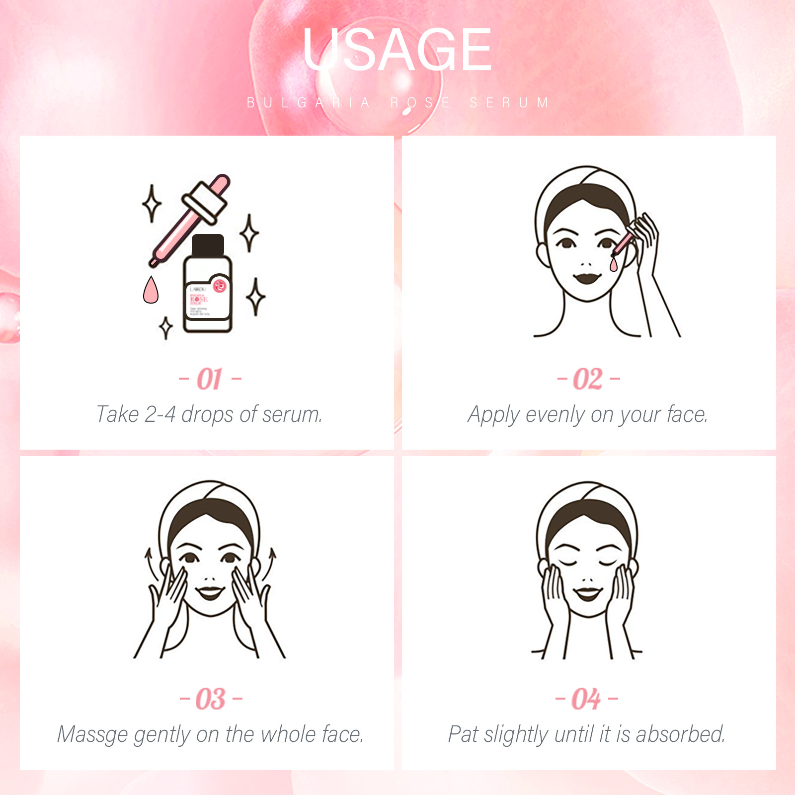 Cross-border LAIKOU Rose Essence 100ml Skin care products for moisturizing, repairing and hydrating the face, in stock from the manufacturer Application Scenario