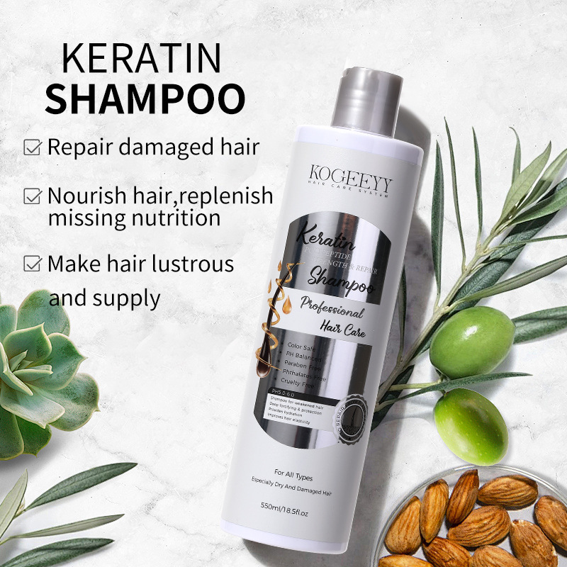 KOGEEYY Cross-border Exclusive Keratin Peptide shampoo 550ml Salon Hair Repair Shampoo full figure