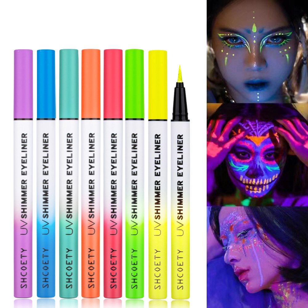 SHCOETY Colored Fluorescent Pearlescent Eyeliner Pen Set, Fine sparkling eyeliner liquid pen, painted face color, waterproof full figure