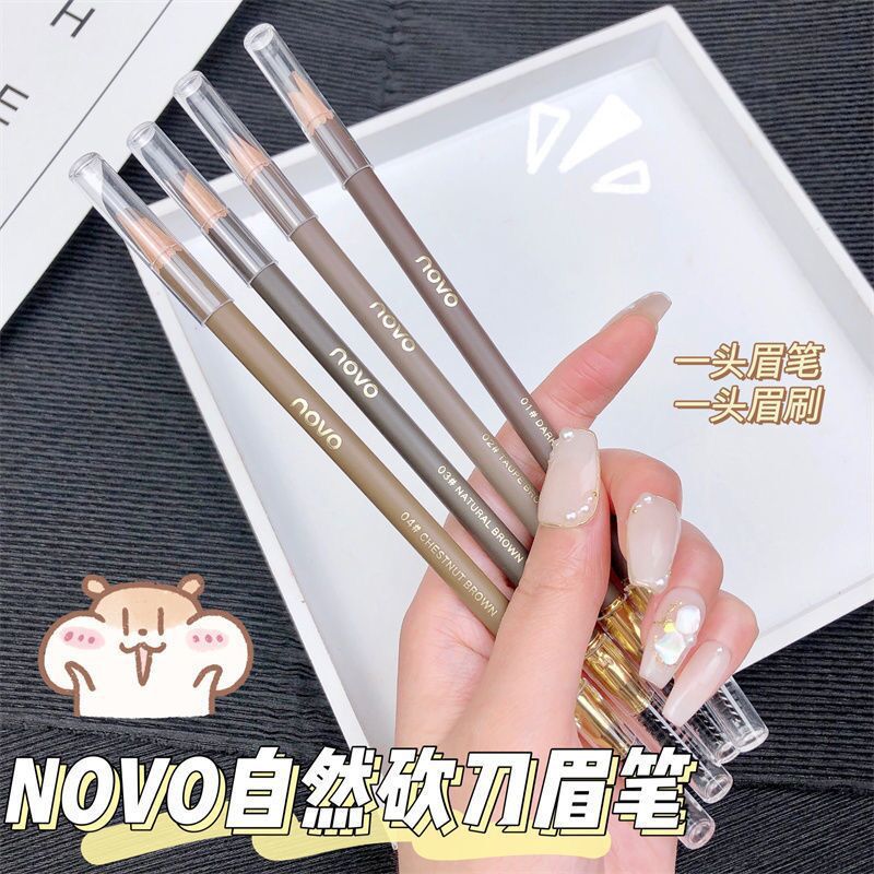 NOVO wooden hard-core double-ended eyebrow pencil is waterproof, sweat-proof, and does not fade. Each tip is distinct. It has a pencil style and can be used to shave duck beaks and flat heads Application Scenario