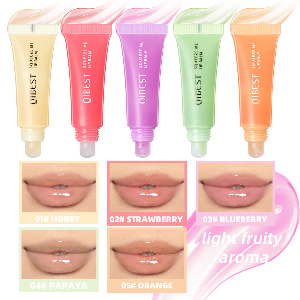 QIBEST Cross-border Water-Gel Lip balm moisturizes and hydrates, prevents dryness and cracking, reduces lip lines, removes dead skin, and cares for lip makeup full figure
