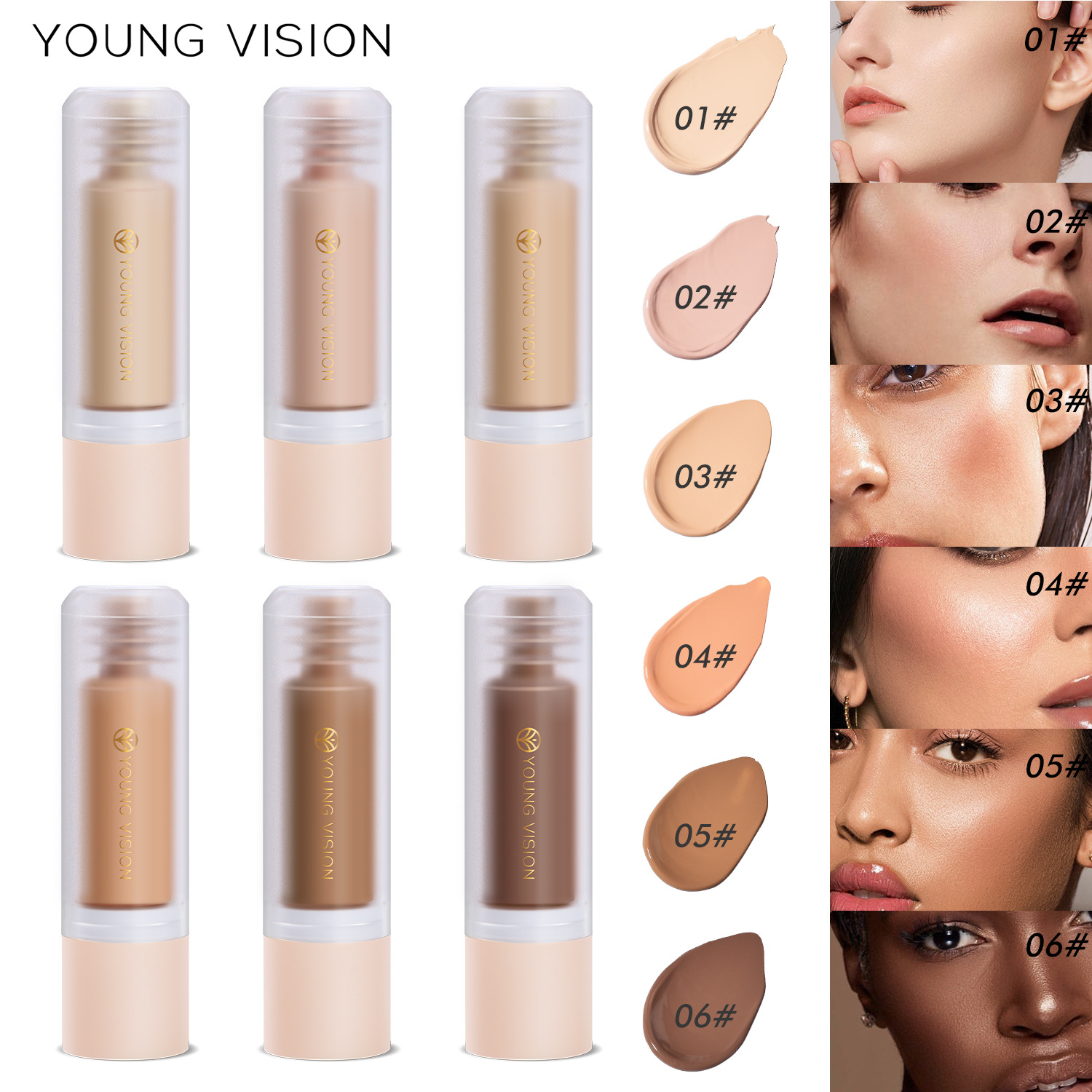 YOUNG VISION Bottom Press Foundation is a detachable matte facial base makeup liquid that is not prone to smudge details Picture