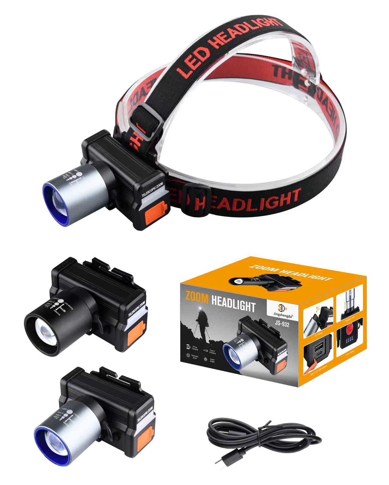 跨境新款头灯批发usb充电户外钓鱼灯强光照明感应多功能led工作灯详情2