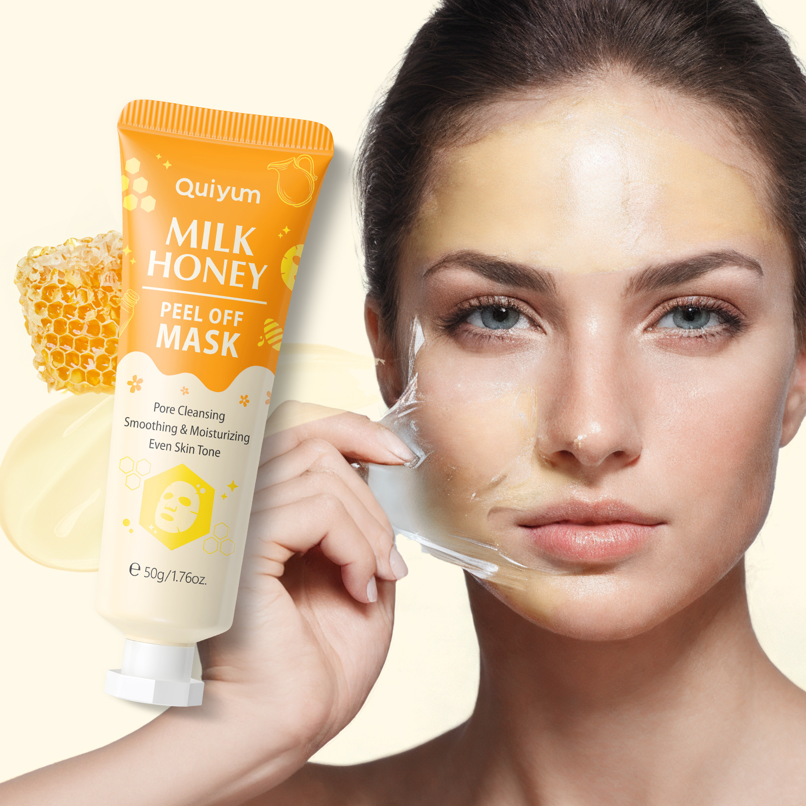 Cross-border QUIYUM Milk honey peel-off Mask 50g Exfoliating gel Deeply cleanses the face FDA skin care product