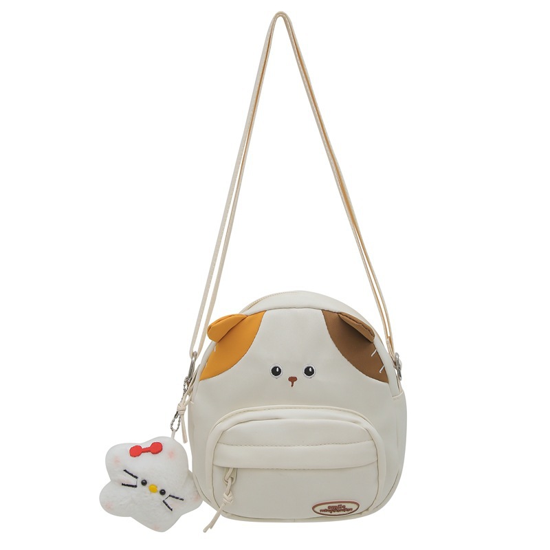 Little cat small schoolbag, cute and funny backpack for high school and college students, cartoon girls' backpack 2024 New style Item Picture