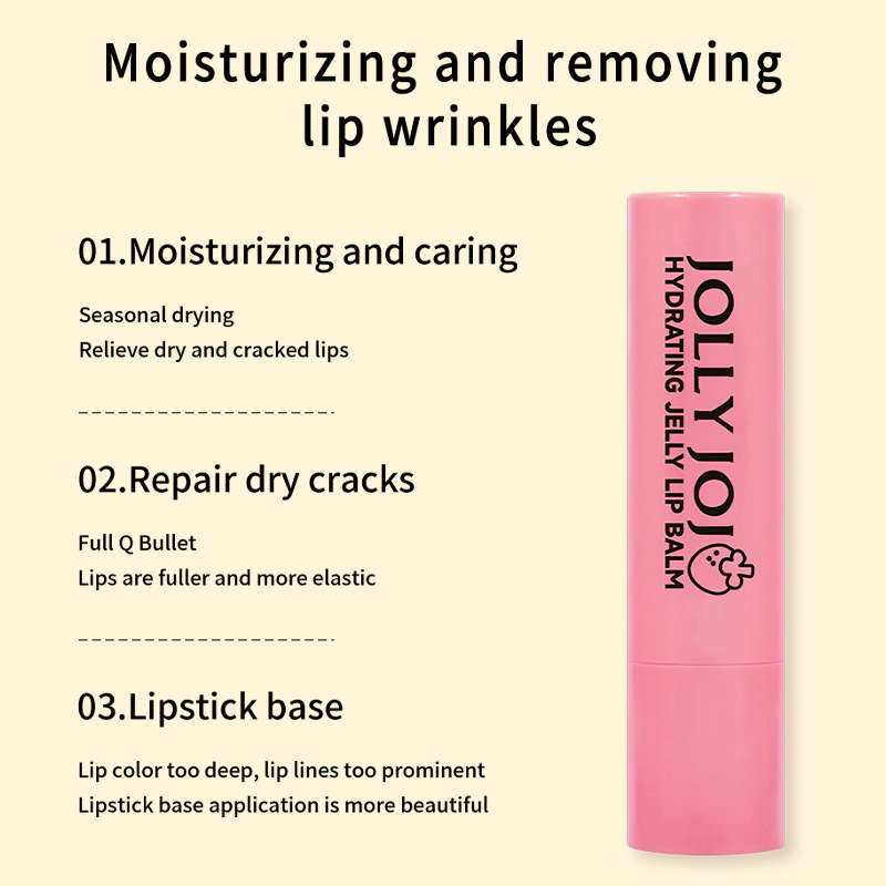 JOLLY JOJO Cross-border Four-Color Jelly Lipstick Moisturizing and Nourishing Lip Care Colored Lip Balm Lipstick Makeup wholesale Specification drawing