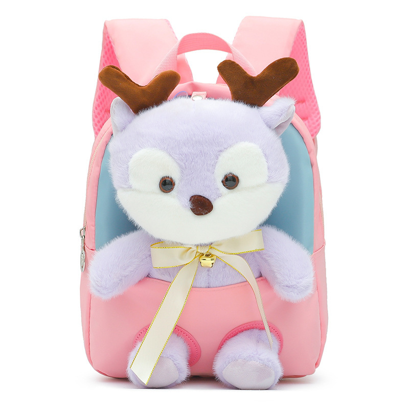 Cute children's sika deer plush backpack, new spring style kindergarten schoolbag, casual girls' backpack Item Picture