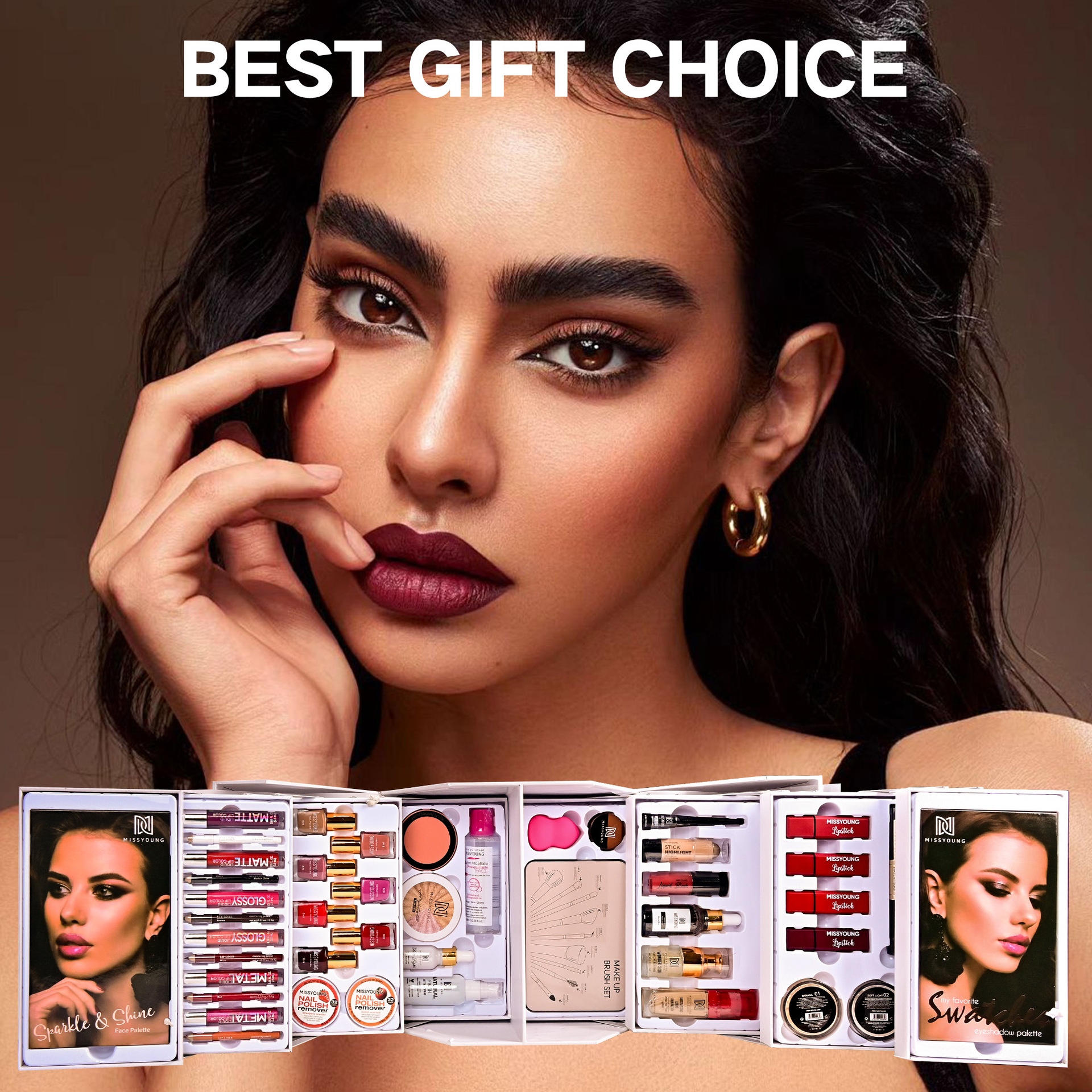 MISSYOUNG 76-piece Cosmetics Large Paper Box Set Gift Set Lipstick Nail Polish Combination Makeup Set full figure