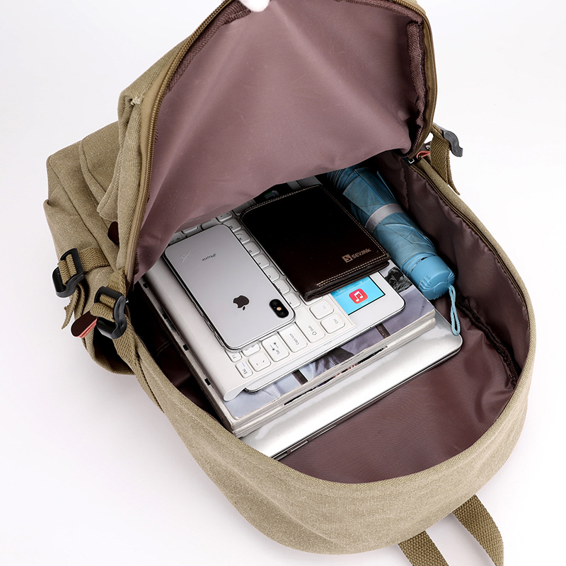 Backpack, large capacity, high-end schoolbag, college student travel bag, Hong Kong-style casual travel bag, backpack, canvas bag Application Scenario