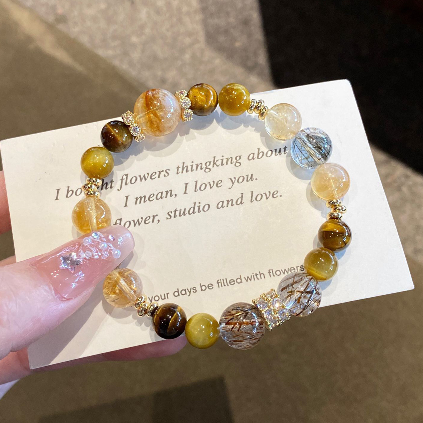 Jinba Grand Comprehensive Natural Yellow Tower Crystal Bracelet, Women's Gold Tiger Eye Crystal Bracelet, Black Gold Super Seven Crystal Bracelet, 256 details Picture