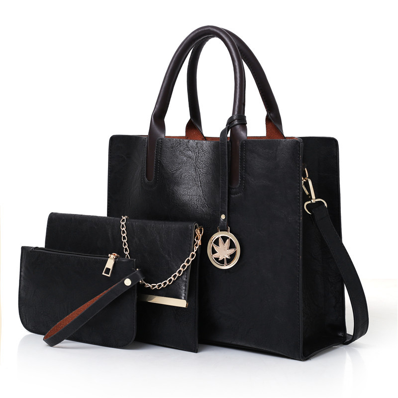 Wholesale of 2022 new style European and American fashion three-piece set mother-and-child bags, large-capacity single-shoulder hand-carry crossbody bags from the manufacturer Item Picture