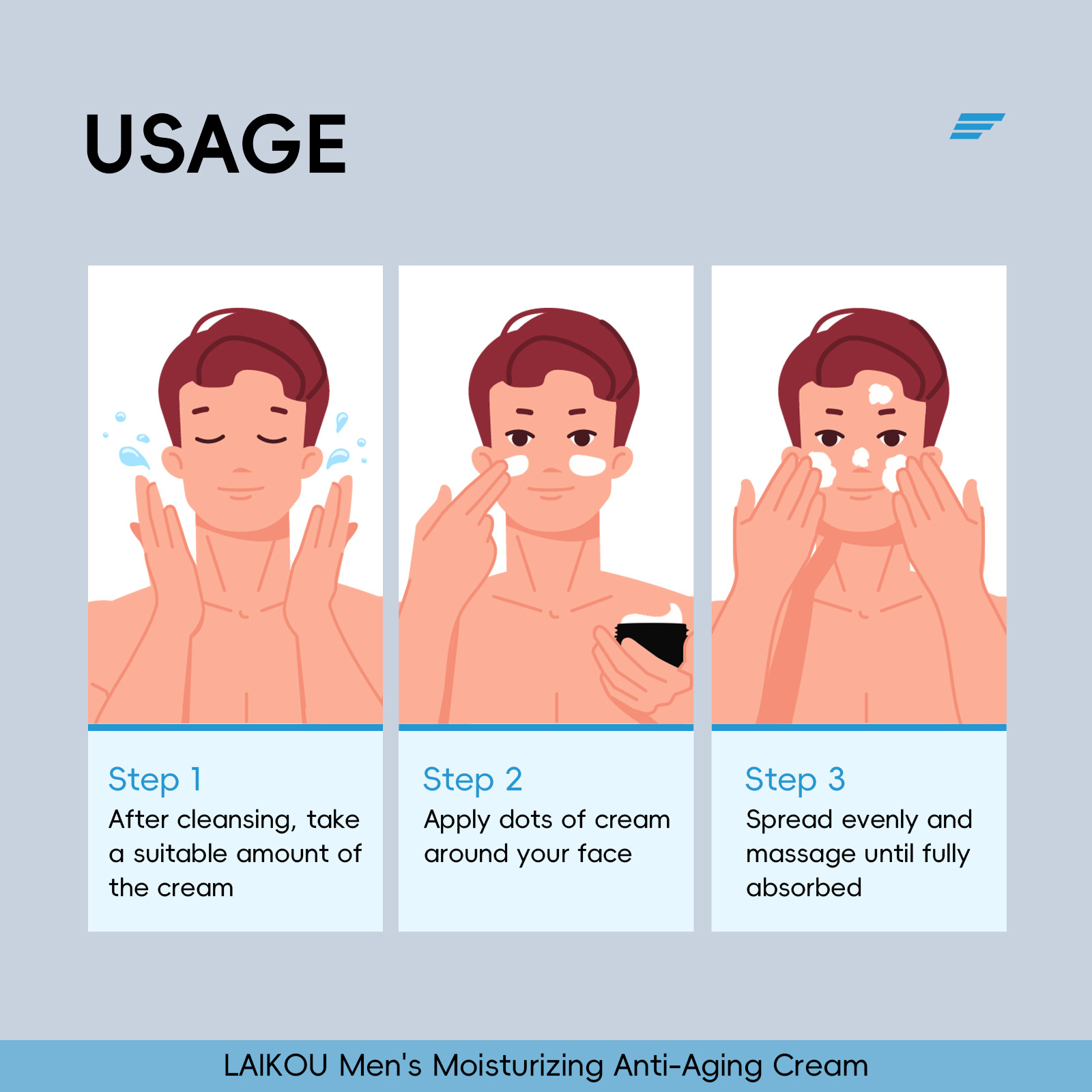 The new cross-border product LAIKOU men's Care Cream for hydrating, moisturizing and daily skin care, 150g, is in stock Application Scenario