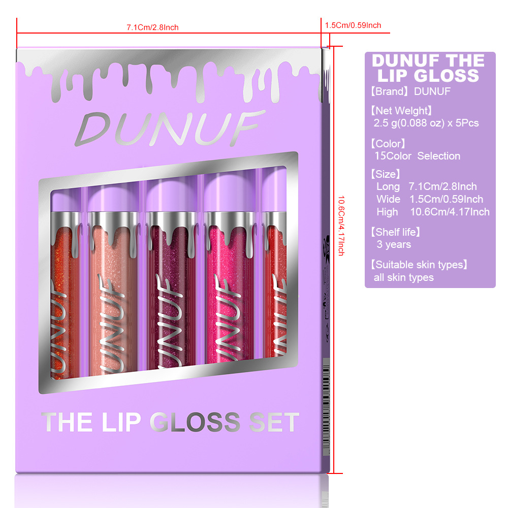 Check out DUNUF 5-tube Moisturizing, hydrating, glossy and easy-to-color lip gloss! Link Disclaimer - Foreign Trade Item Picture