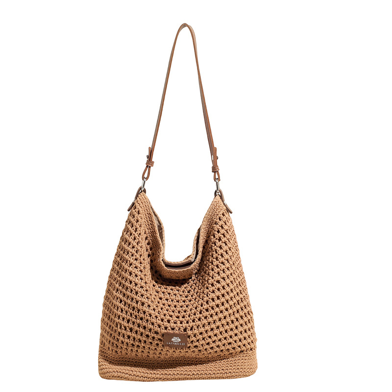 Summer hollowed-out knitted underarm bag for women, 2025 new style, laid-back and relaxed, seaside vacation style single-shoulder crossbody bag Item Picture