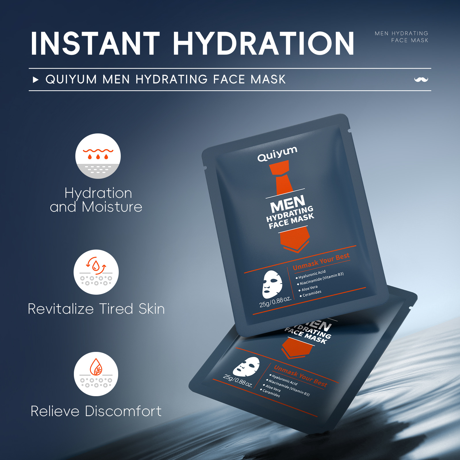 Cross-border QUIYUM Men's Moisturizing Mask 25g Hydrating and Moisturizing Patch Mask FDA skin care Mask Discount stock details Picture