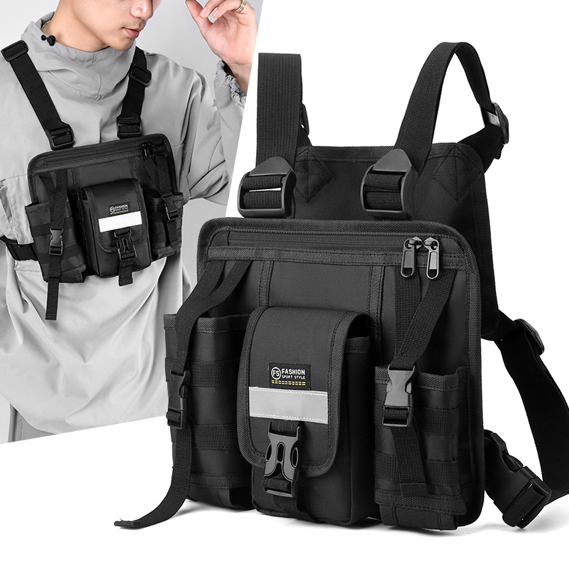 Trendy brand tactical charter bags, vest bags, Instagram trendy crossbody bags, men's chest bags, casual and personalized men's bags, workwear backpacks full figure