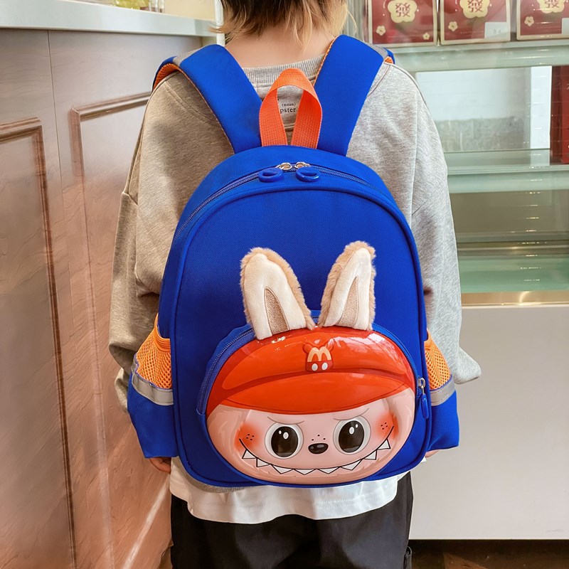 New fashionable kindergarten schoolbag, high-quality cartoon canvas, casual, trendy, cute and funny children's backpack Specification drawing