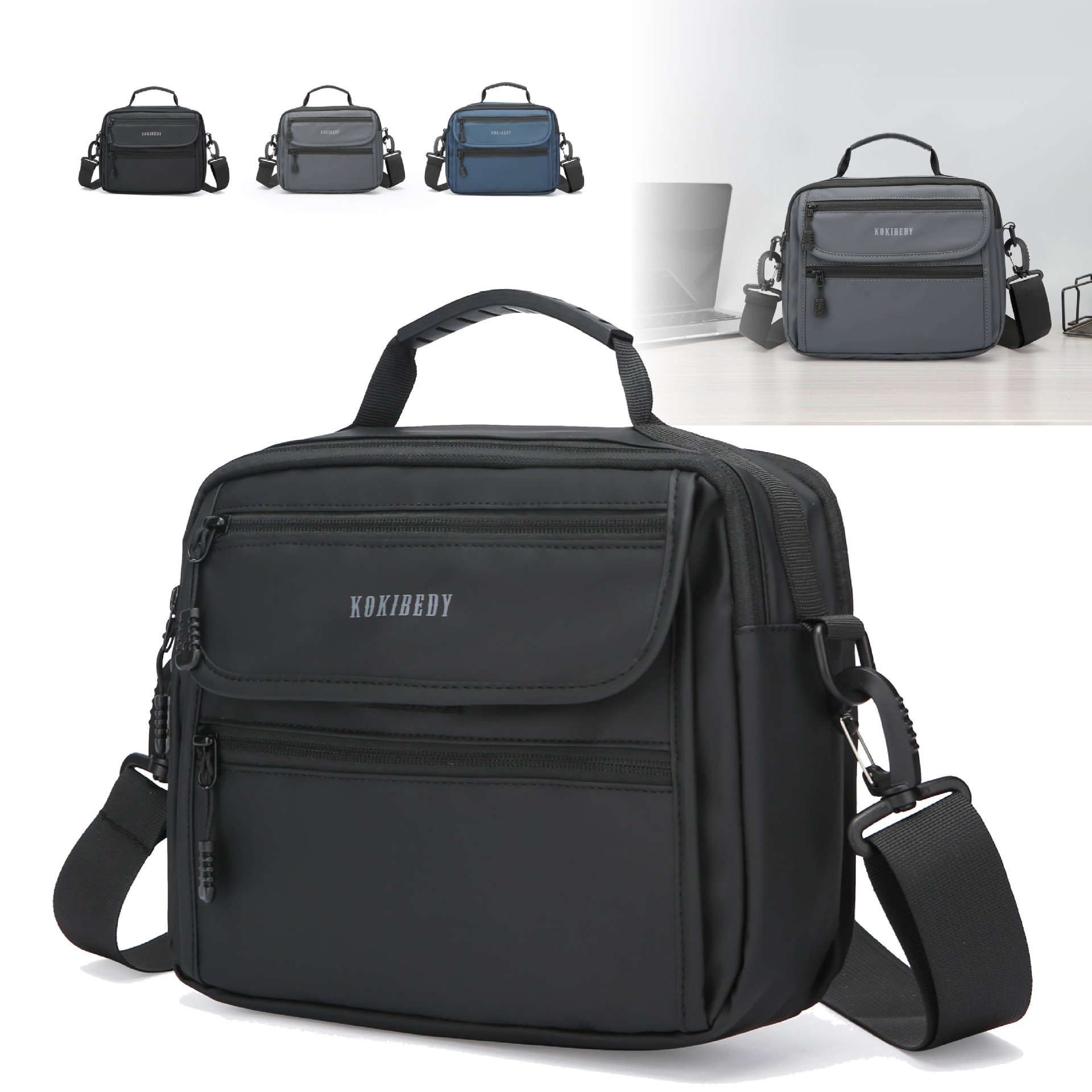 Summer new men's single-shoulder multi-layer travel bag, crossbody bag, handbag, casual outdoor large-capacity crossbody bag, cross-border full figure