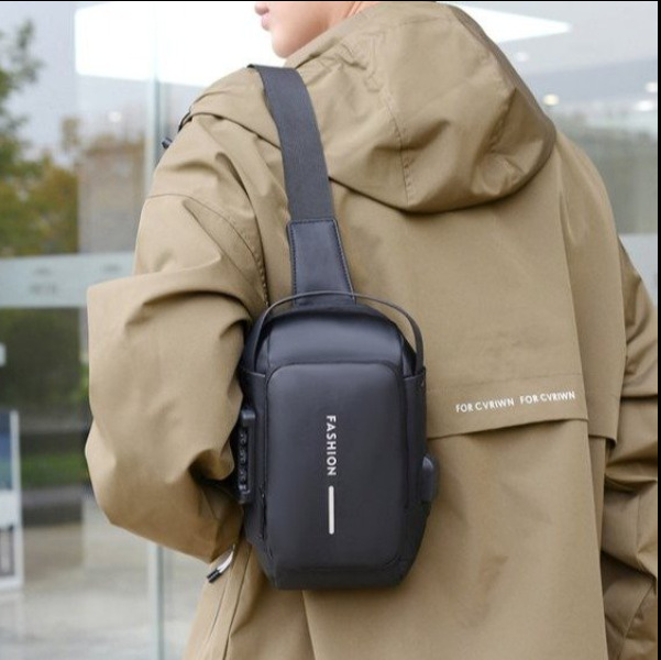 Outdoor cycling chest bag, password lock, anti-theft men's waist bag, single-shoulder bag, sturdy and wear-resistant, multi-functional crossbody bag in stock Specification drawing