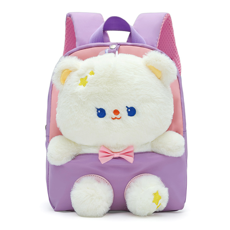 Children's schoolbags, kindergarten schoolbags, girls' small backpacks, cute cartoon bear plush toys, backpack manufacturers Item Picture
