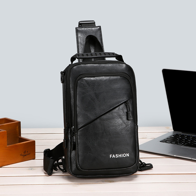 Foreign trade casual men's chest bag, password lock anti-theft motorcycle crossbody bag, outdoor simple commuting large capacity single-shoulder bag Specification drawing