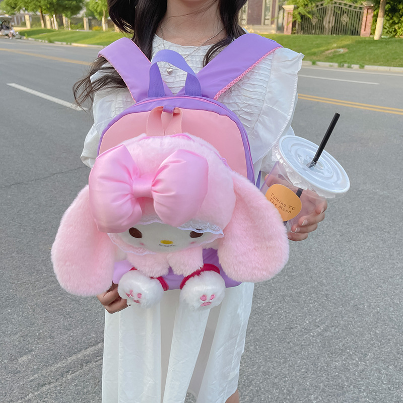2022 New Korean style Children's cartoon Backpack, fashionable kindergarten schoolbag, cute kids' plush rabbit backpack details Picture