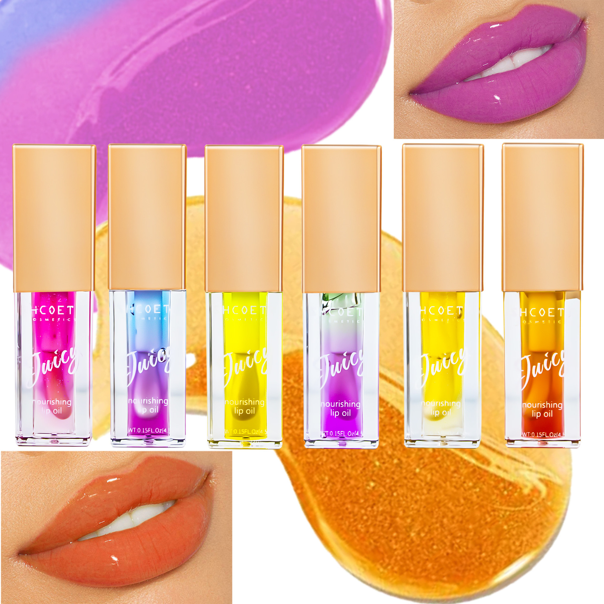 SHCOETY Cross-border Fruit-Flavored Two-Color Lip Oil, Lip Care, Moisturizing and Nourishing Lip Gloss, Dudu Lip Fullness Liquid and Lip Care Oil details Picture