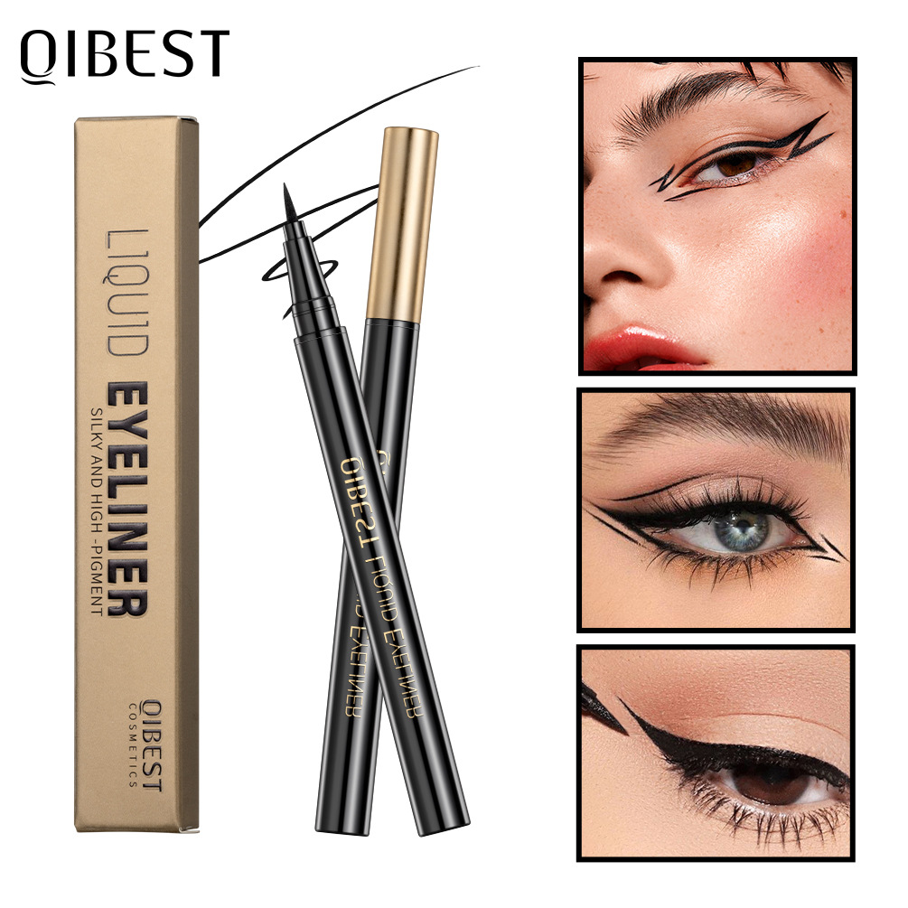 QIBEST eyeliner Liquid Pen is sweat-proof, non-smudging, quick-drying and not easy to smudge. New hand eyeliner liquid pen is waterproof and suitable for makeup wholesale full figure