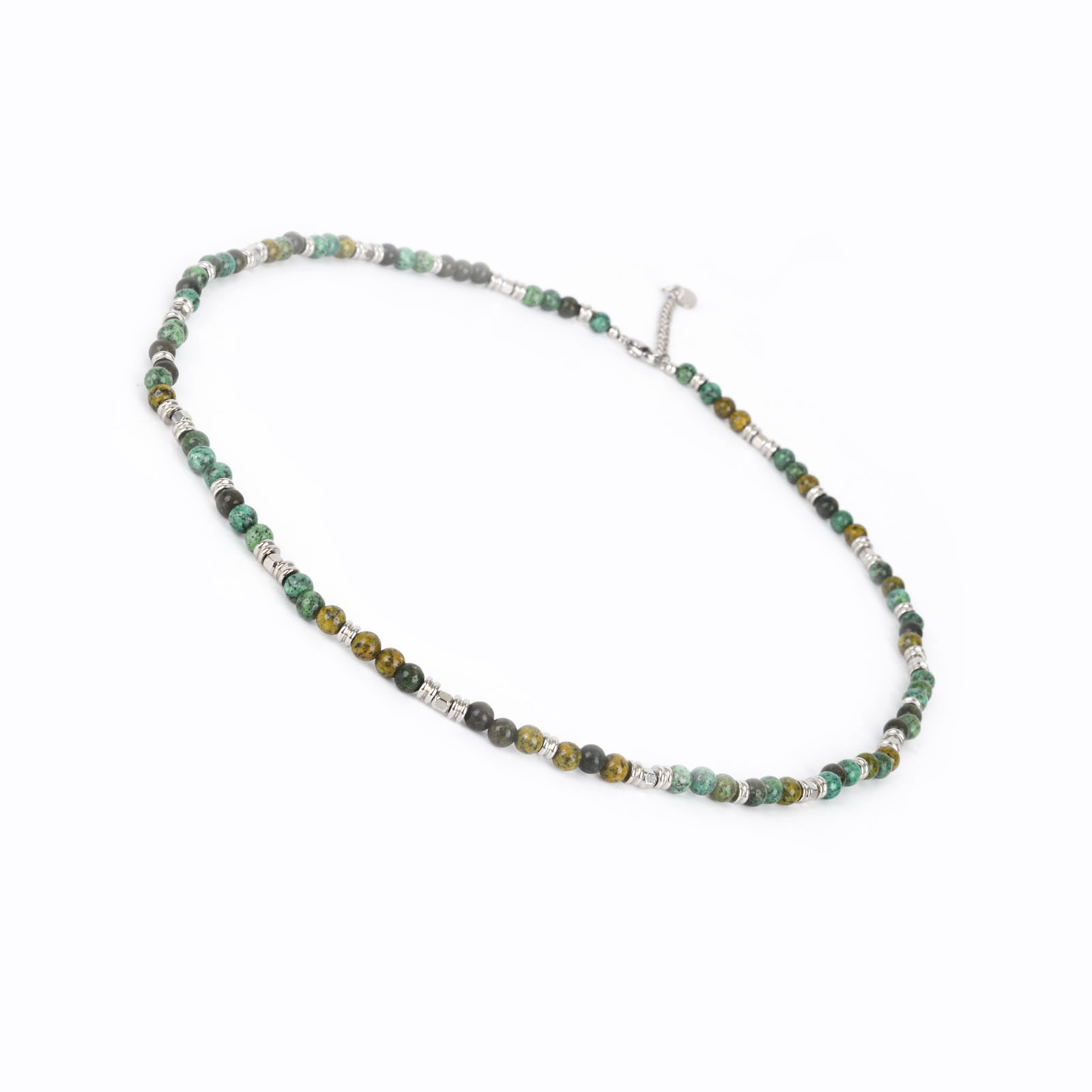 Bohemian-style chain bracelet, natural stone flat bead stainless steel chain, festival gift, obsidian chain bracelet Specification image