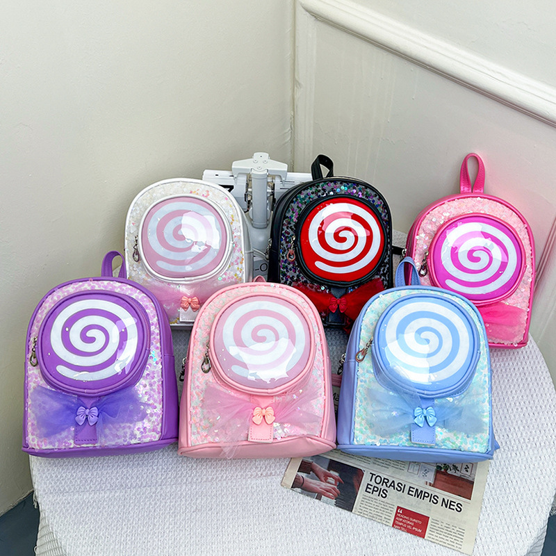Children's backpacks, cartoon and cute lollipops, kindergarten small backpacks, small schoolbags, fashionable sequins, girls' bags details Picture
