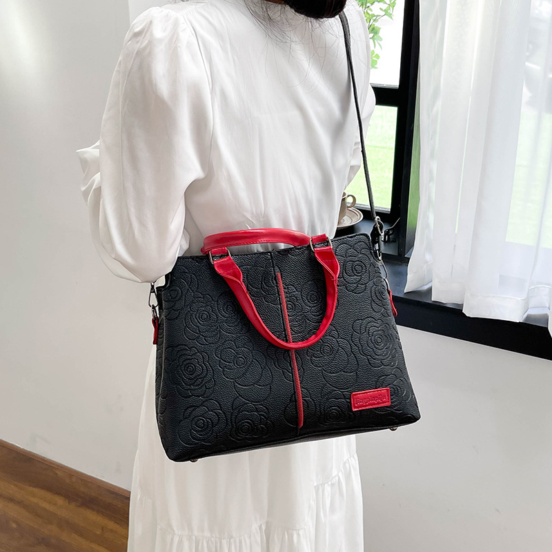 2024 new cross-border handbag, a large-capacity single-shoulder cross-border bestseller with soft leather embossed single-shoulder for women details Picture