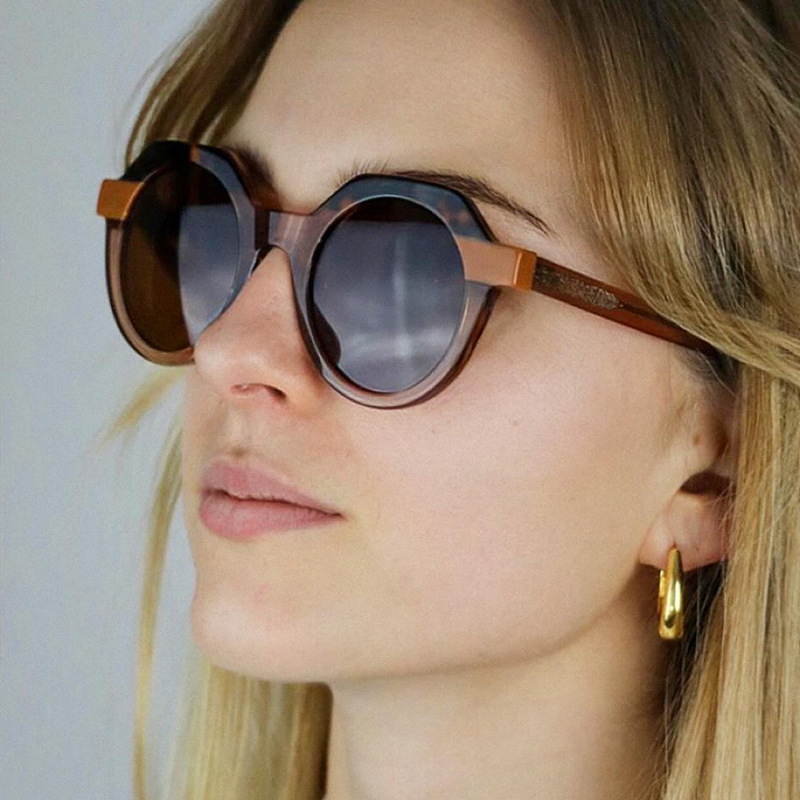Round color-blocked sunglasses 2025 new style European and American sunglasses for women, personalized and trendy, popular on Instagram fashion sunglasses Application Scenario