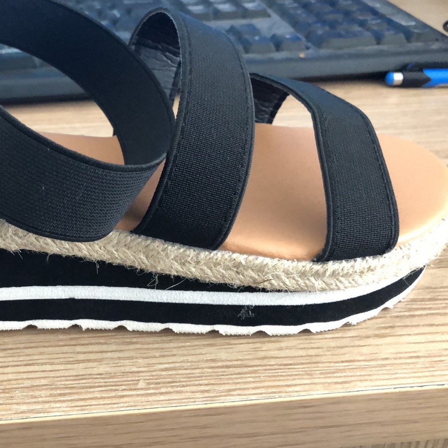 2020 summer European and American new style wedge heel sandals, large size thick-soled solid color fish-mouth shoes made of hemp rope, size 43 for export wholesale Specification drawing