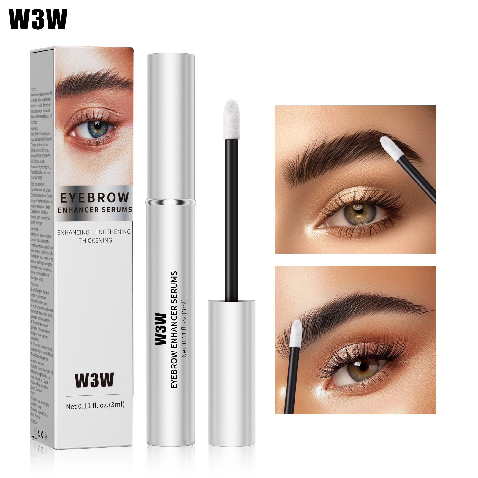 W3W Cross-border Slimming and Thickening Eyebrow Liquid Transparent and Colorless Natural Nourishing Eyebrow Essence Cross-border Makeup full figure