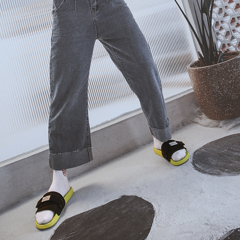 Lu 'an Bao Mi Hua EVA soft-soled slippers for men, summer Velcro outdoor fashion trend, one-word slippers, sticky rubber shoes for men Specification drawing