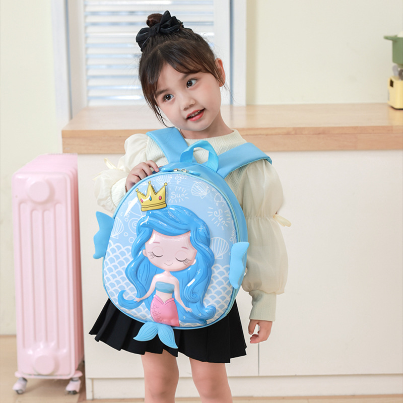 New cartoon kindergarten schoolbag for boys and girls aged 2-5, cute mermaid eggshell backpack Specification drawing