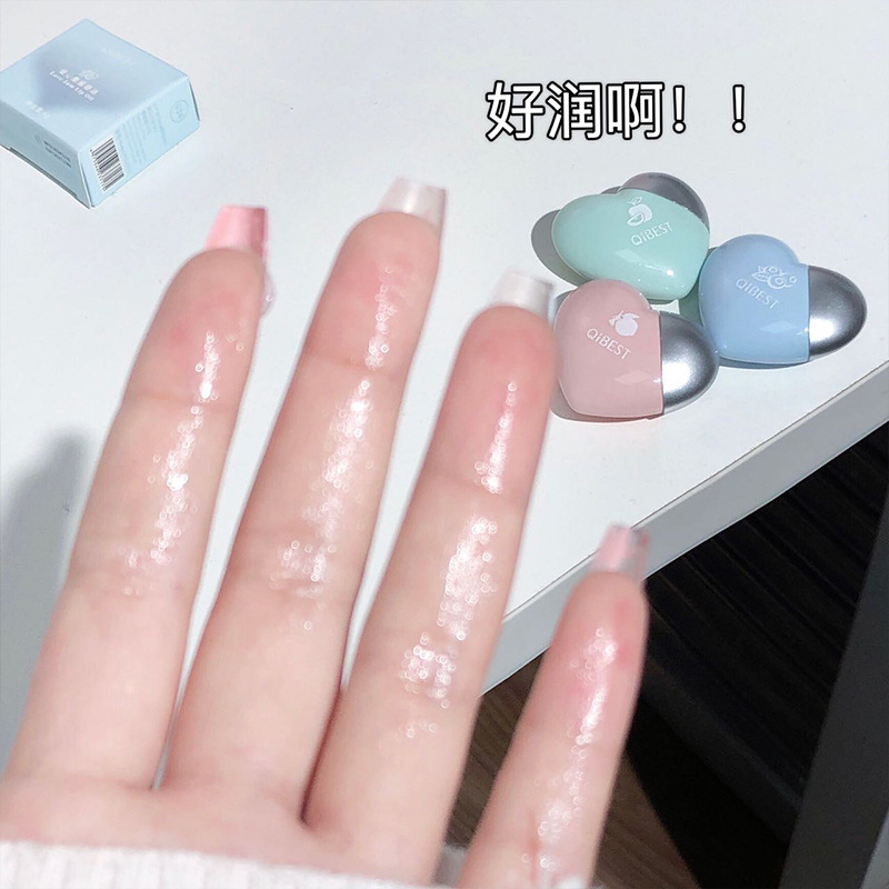 Cross-border foreign trade Love Jam Lip Oil three-color moisturizing Cute pattern Dudu Lip gloss Glass lip wholesale and consignment Specification drawing