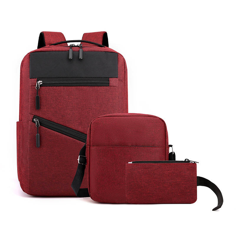 Factory direct sales of business three-piece sets, men's backpacks, fashionable and trendy backpacks, casual and economical school bags, and computer bags Item Picture