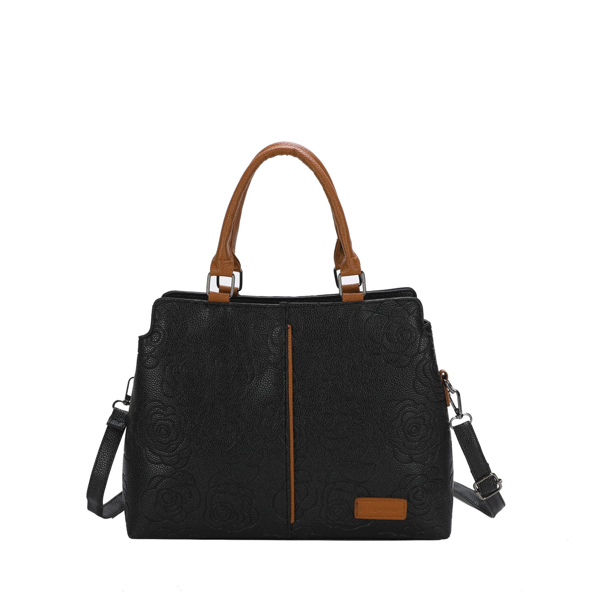 2024 new cross-border handbag, a large-capacity single-shoulder cross-border bestseller with soft leather embossed single-shoulder for women Item Picture